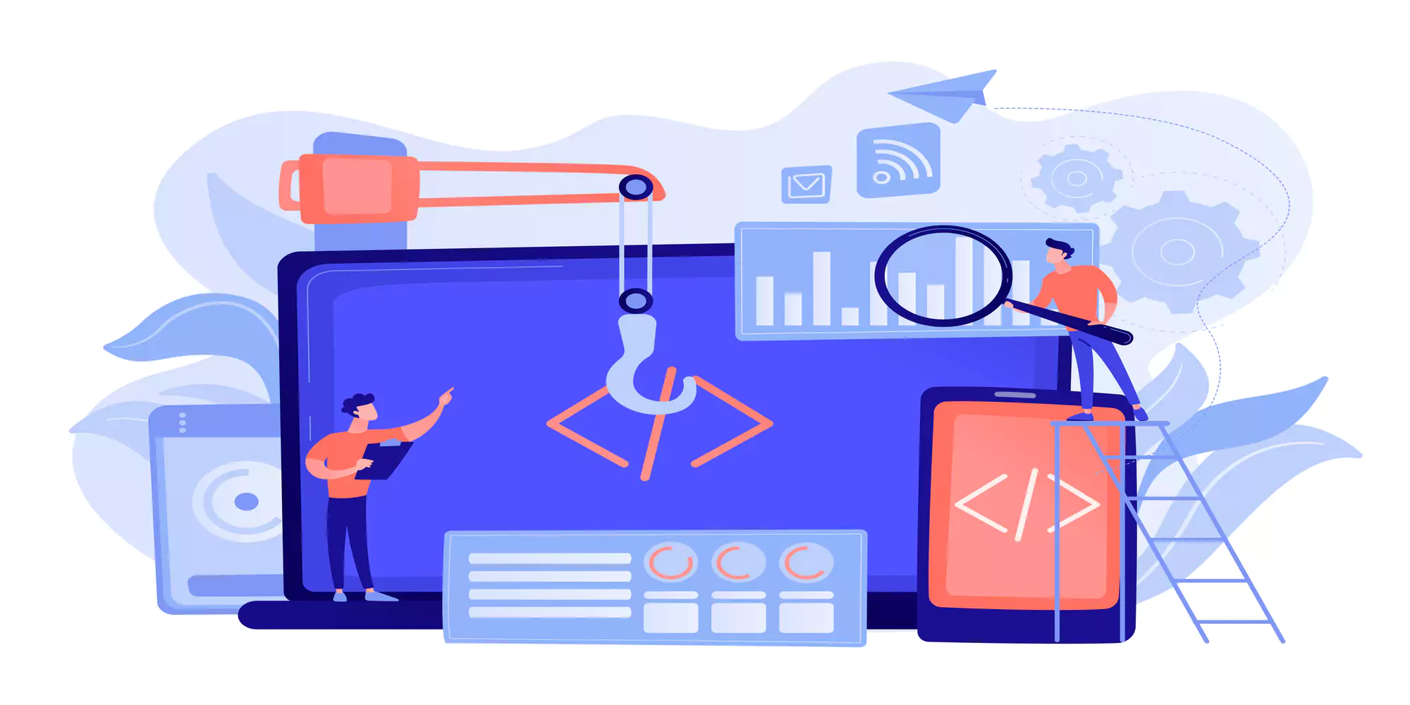 שתי אנשים מתחזקים אתר על לפטופ